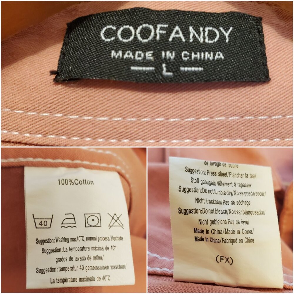 Coofandy Men’s Salmon Pink Short Sleeve Casual Button-Down Shirt - L - Picture 7 of 9